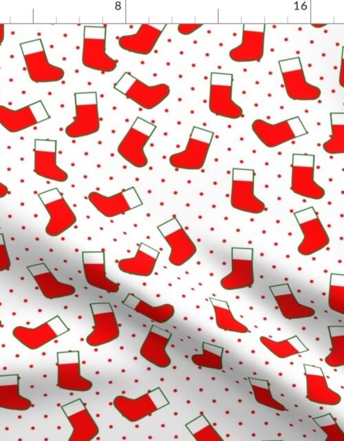 Red Christmas Stockings with Red Dots Fabric