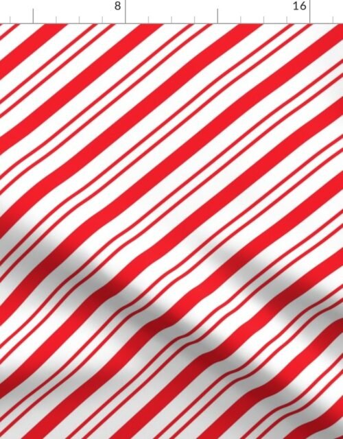 Red Diagonal Christmas Candy Stripes Fabric