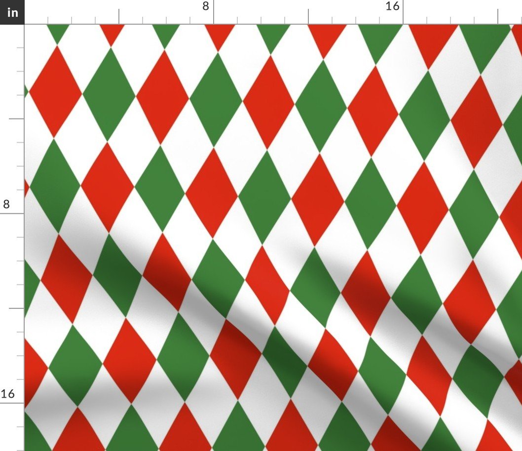 Red Green Christmas Harlequin Diamond Check 2 inch Fabric Red Green Christmas Harlequin Diamond Check 2 inch Fabric