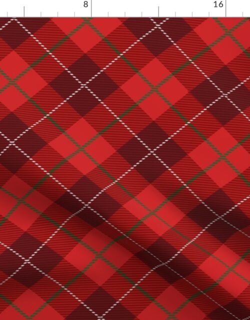 Red Green and White Seasonal Christmas Tartan Check Plaid Fabric