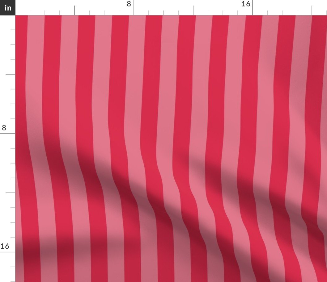 Red Hot and Dark Pink 1 Inch Vertical Cabana Stripes Fabric Red Hot and Dark Pink 1 Inch Vertical Cabana Stripes Fabric