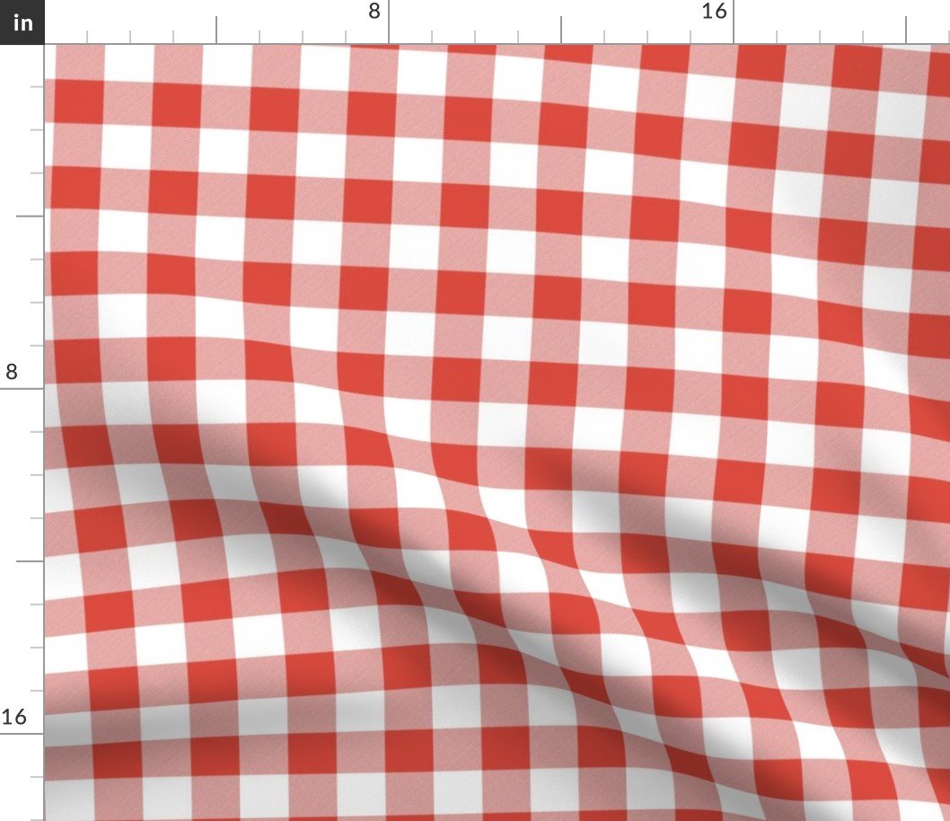 Red Vermillion Vintage Christmas Gingham Check Fabric Red Vermillion Vintage Christmas Gingham Check Fabric