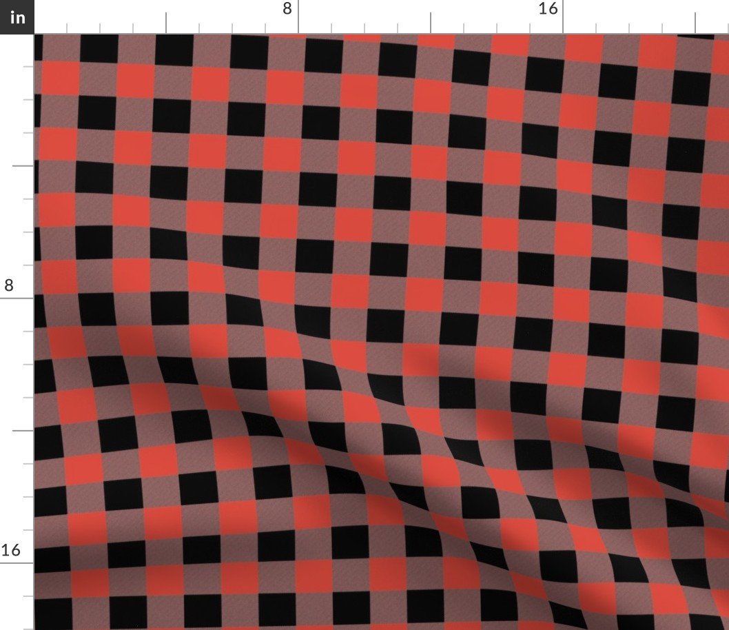 Red Vermillion and Buff Vintage Christmas Gingham Check Fabric Red Vermillion and Buff Vintage Christmas Gingham Check Fabric
