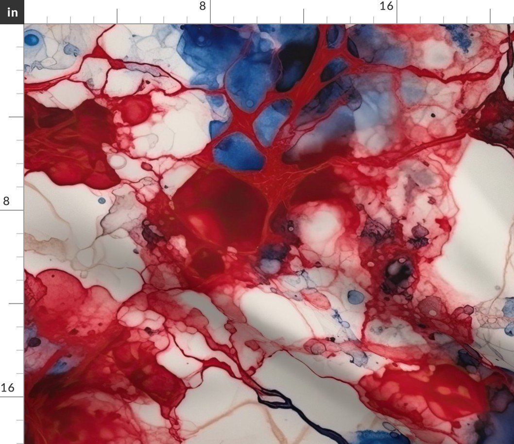 Red White and Blue Alcohol Ink UK Patriotic  Flag Colors Alcohol Ink Fabric