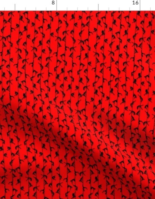 Red and Black Pole Dancer Valentines Pinstripe Fabric