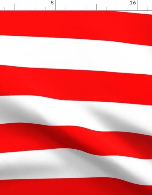 Red and White Jumbo 3-inch Circus Big Top Horizontal Stripes Fabric