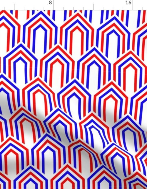 Red and White USA Jumbo Art Deco Arches in Arches Fabric