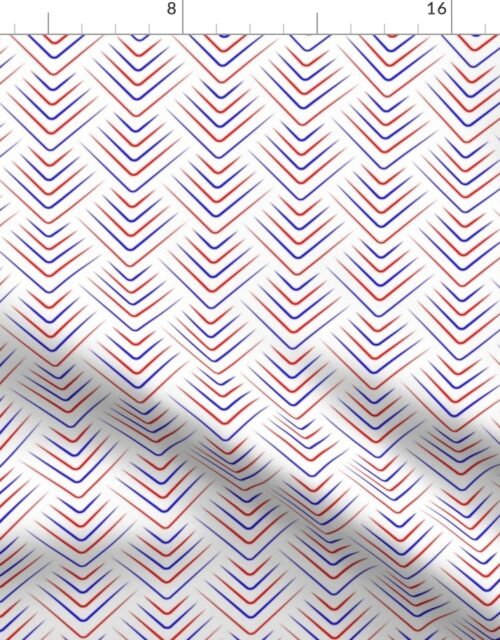 Red and White USA Jumbo Art Deco Chevrons Fabric