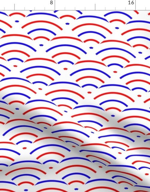 Red and White USA Jumbo Art Deco Curved Triangles Fabric