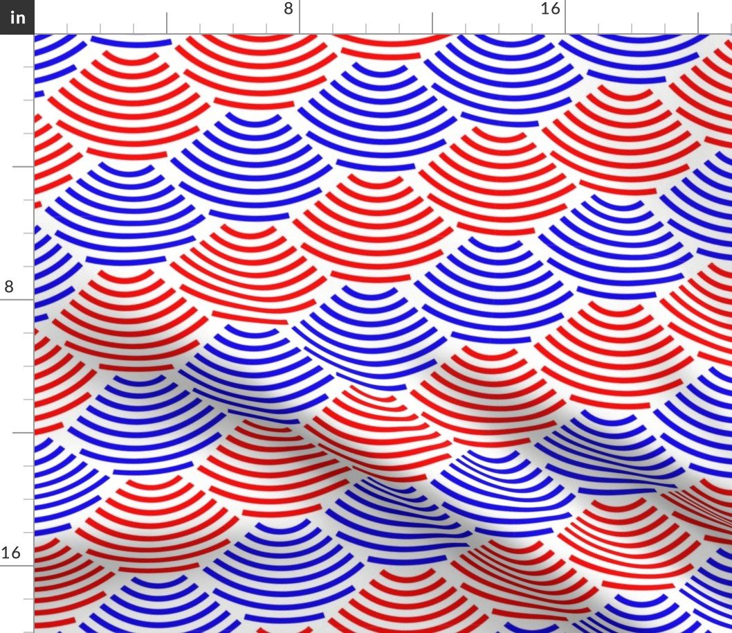 Red and White USA Jumbo Art Deco Ellipses Fabric Red and White USA Jumbo Art Deco Ellipses Fabric