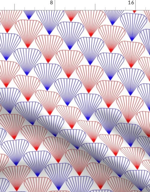 Red and White USA Jumbo Art Deco Fans Fabric