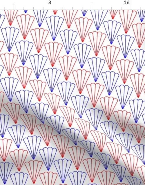Red and White USA Jumbo Art Deco Fluted Fans Fabric