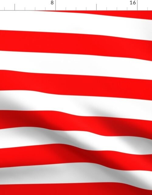 Red and White Wide 2-inch Cabana Tent Horizontal Stripes Fabric