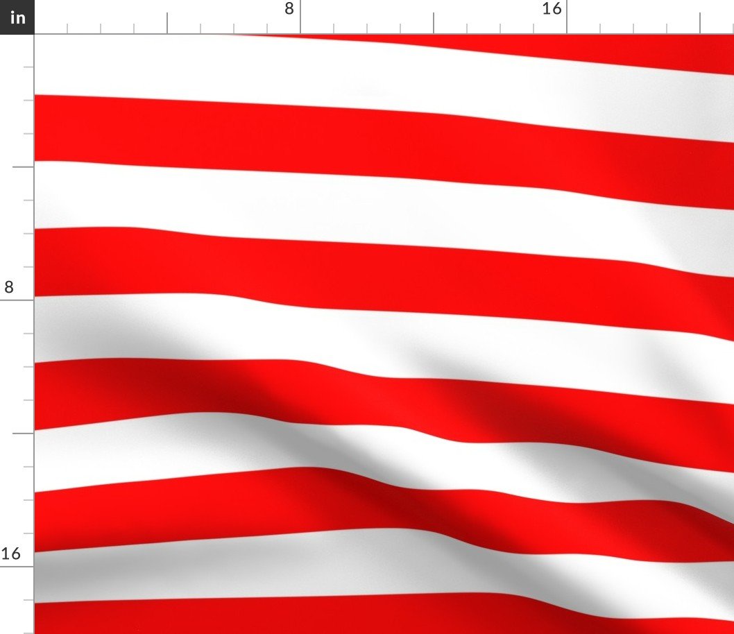 Red and White Wide 2-inch Cabana Tent Horizontal Stripes Fabric Red and White Wide 2-inch Cabana Tent Horizontal Stripes Fabric