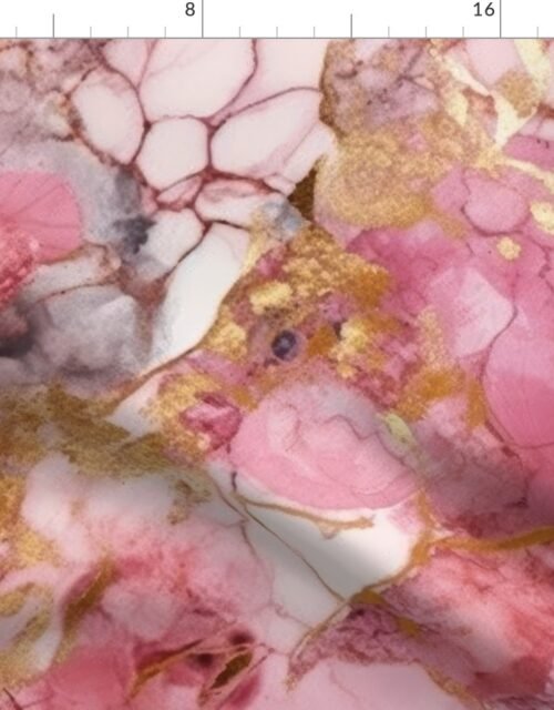 Rose Quartz and Gold Alcohol Ink 2 Fabric
