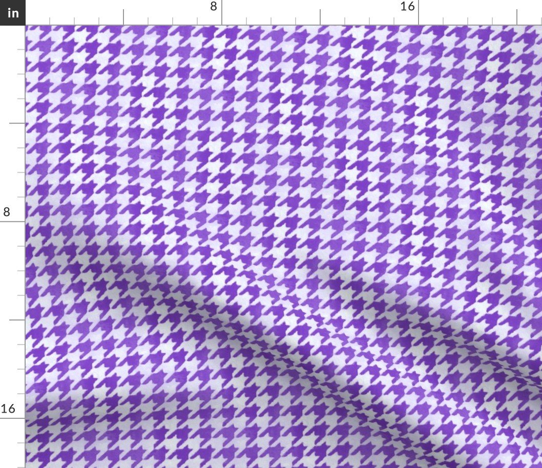 Royal Purple and White Handpainted Houndstooth Check Watercolor Pattern Fabric Royal Purple and White Handpainted Houndstooth Check Watercolor Pattern Fabric