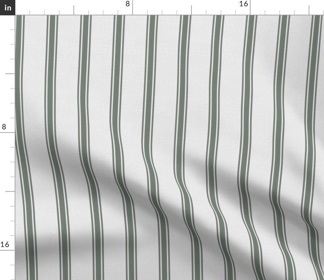 Sage Green on Off-White French Provincial Mattress Ticking Stripe Fabric Sage Green on Off-White French Provincial Mattress Ticking Stripe Fabric