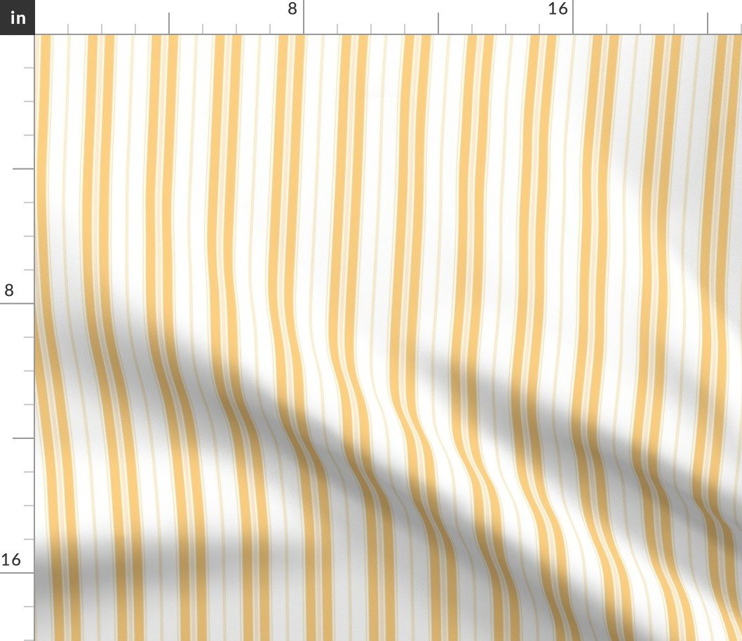 Samoan Sun Yellow and White Micro Vintage English Country Cottage Ticking Stripe Fabric