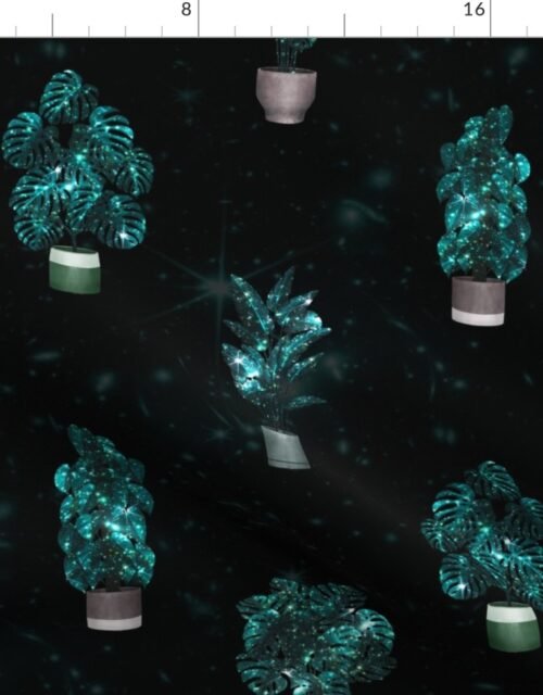 Satiscaeruleumvialactea - Pretty Blue Galaxy Plant Fabric