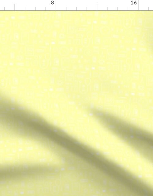 Scrubs Yellow with White Outlined Drawings of Medical Symbols Fabric