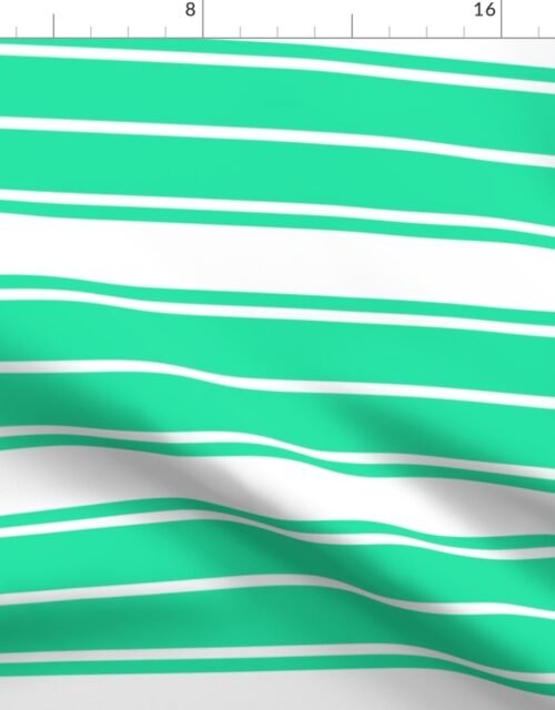 Sea Mint Green and White Horizontal French Stripe Fabric