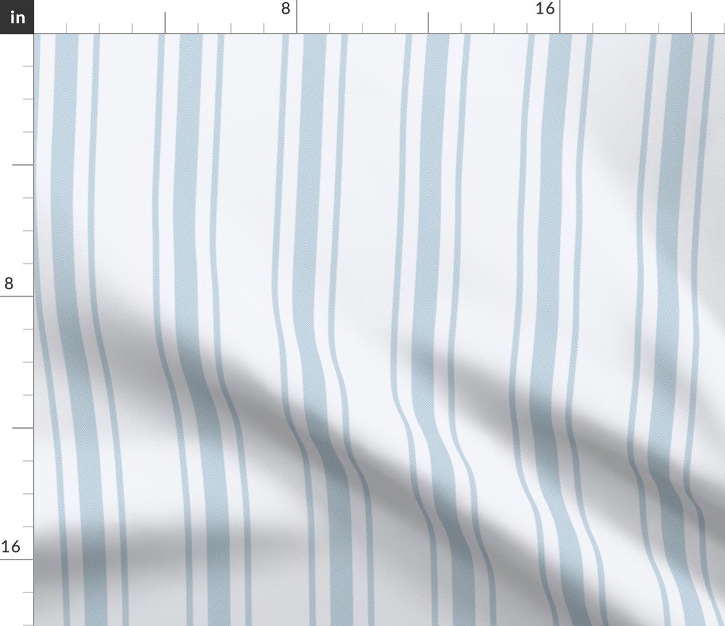 Sky Blue French Provincial Ticking Stripe on Off-White Fabric Sky Blue French Provincial Ticking Stripe on Off-White Fabric