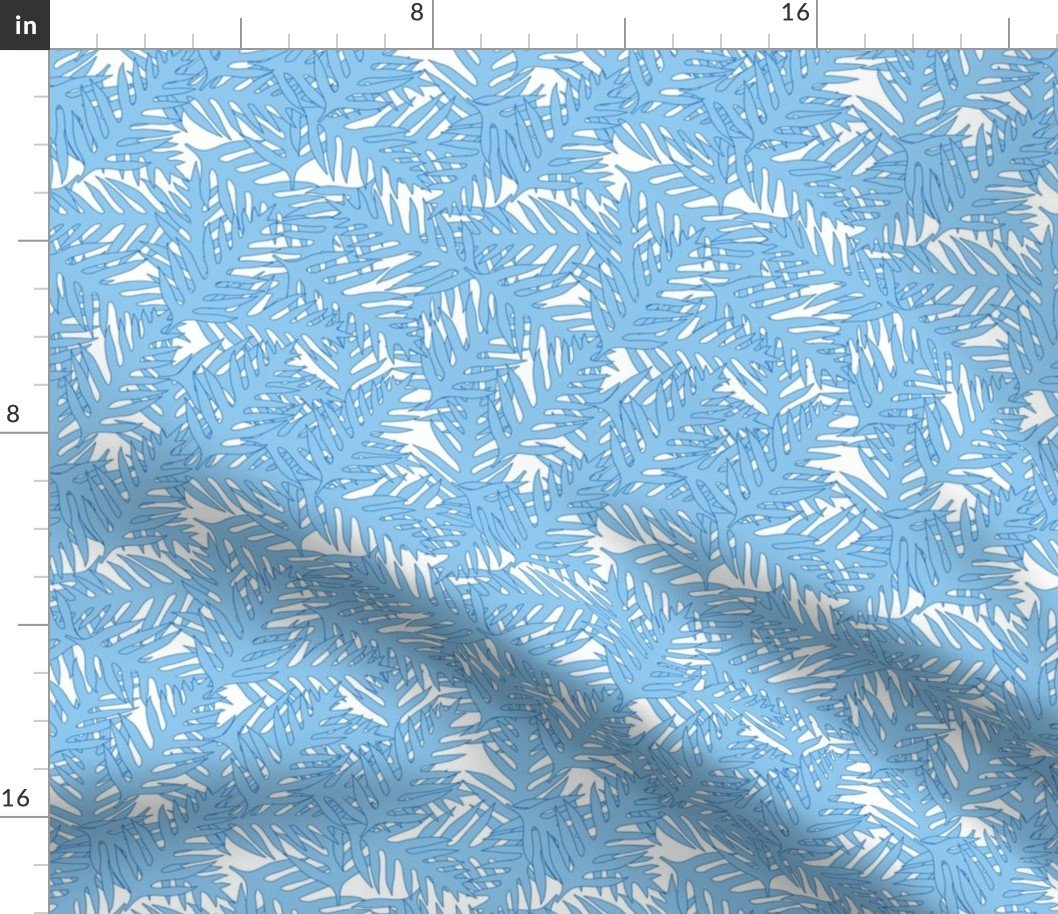 Sky Blue Palm Leaves Fabric Sky Blue Palm Leaves Fabric