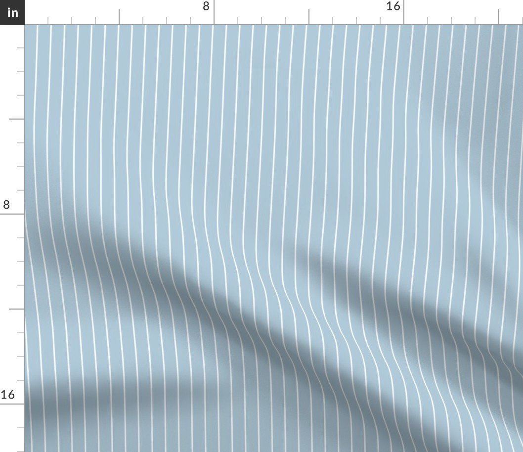 Sky Blue and White Half Inch French Provincial Winter Pin Stripes Fabric