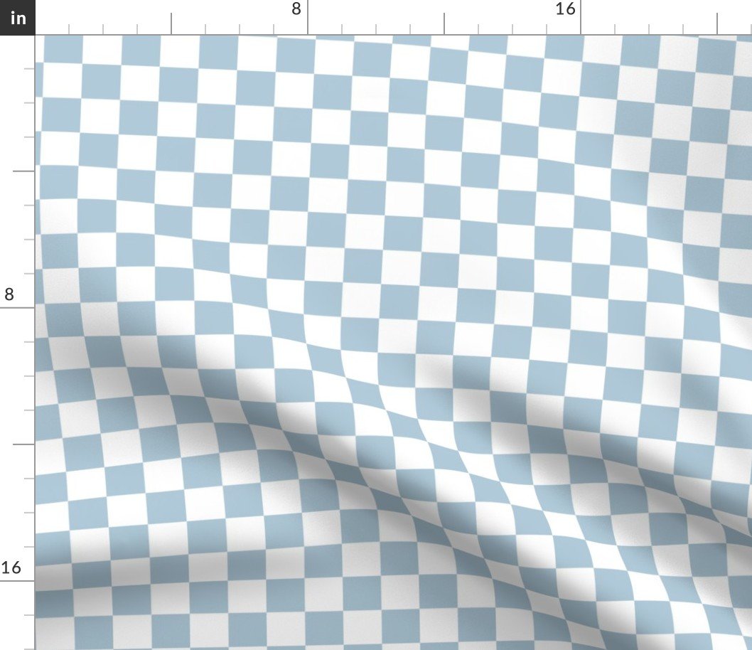 Sky Blue and White One Inch Check French Provincial Winter Checkerboard Fabric