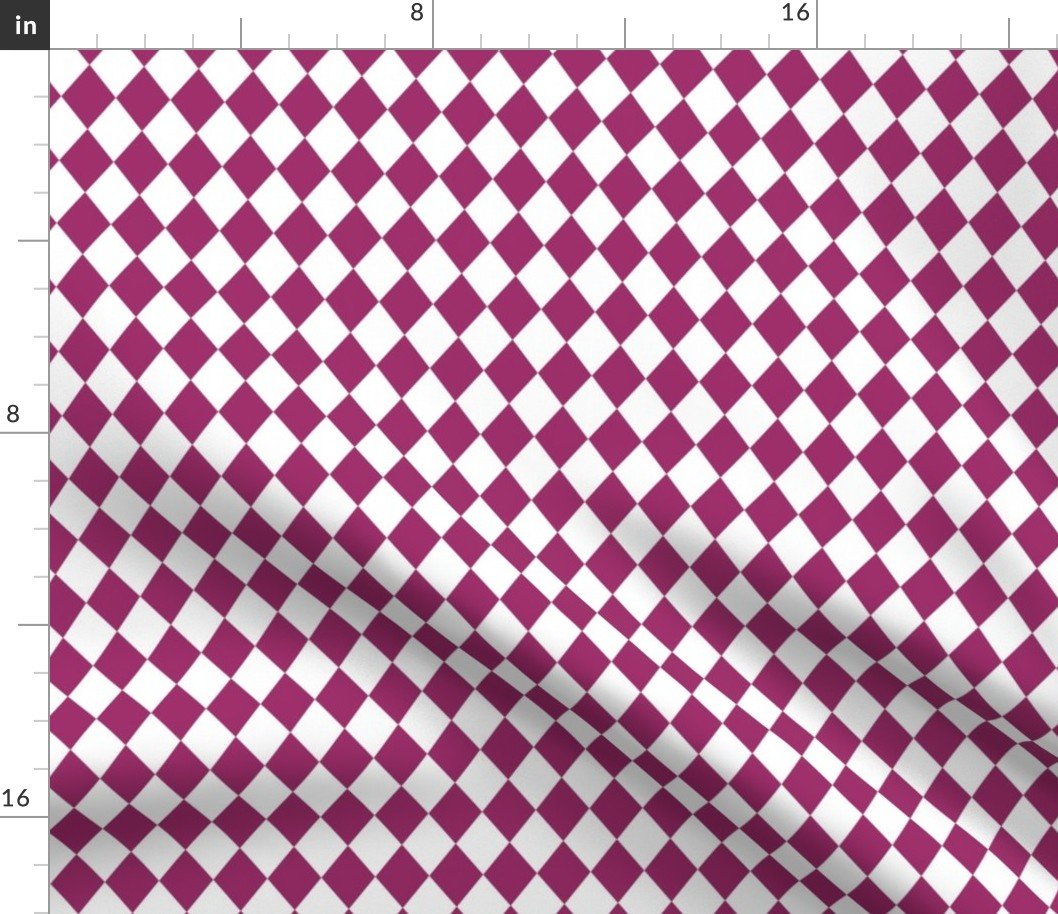 Small Berry and White Diamond Harlequin Check Pattern Fabric Small Berry and White Diamond Harlequin Check Pattern Fabric
