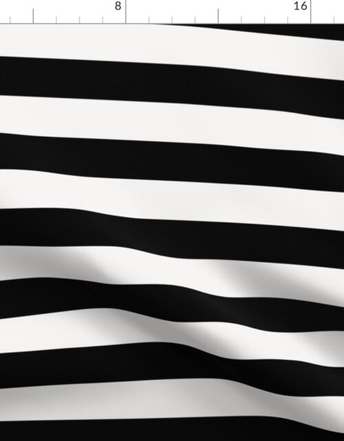 Small Black and Broken White Cabana Beach Horizontal Stripe Fabric