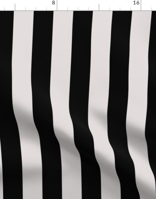 Small Black and Cream White Cabana Beach Vertical Stripe Fabric