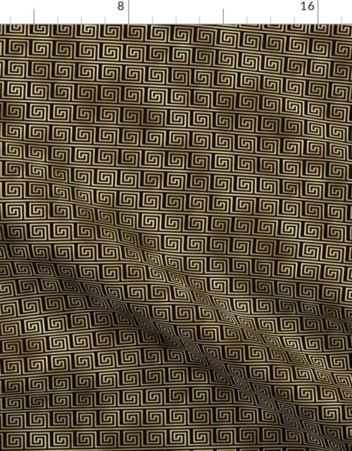 Small Black and Gold Foil Vintage Art Deco Key Pattern Fabric