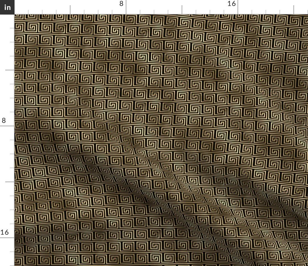 Small Black and Gold Foil Vintage Art Deco Key Pattern Fabric Small Black and Gold Foil Vintage Art Deco Key Pattern Fabric