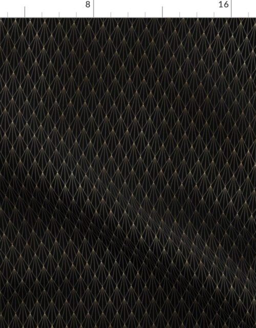 Small Black and Gold Foil Vintage Fan Art Deco Pattern Fabric