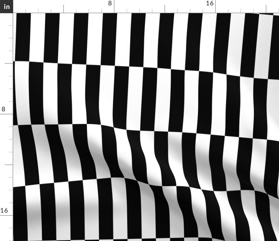 Small Black and White Optico Vertical Staggered Blocks Fabric