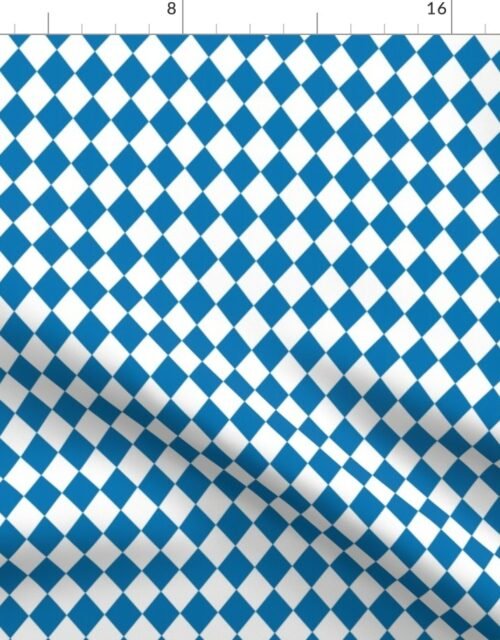 Small Bluebell and White Diamond Harlequin Check Pattern Fabric