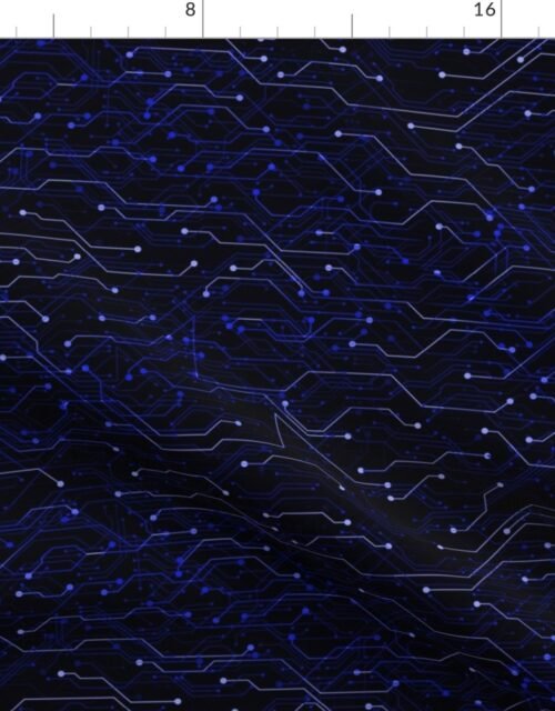 Small Bright Blue Neon Computer Motherboard Circuitry Fabric
