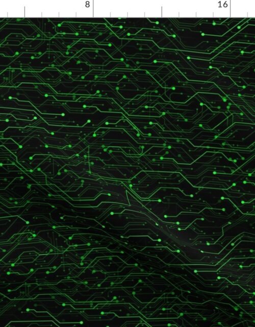 Small Bright Green Neon Computer Motherboard Circuitry Fabric