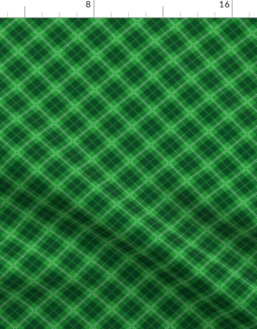 Small Bright Green and White St Patricks Day Irish Tartan Check Fabric