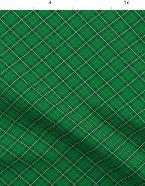 Small Bright Green and White St Patricks Day Irish Tartan Check Fabric