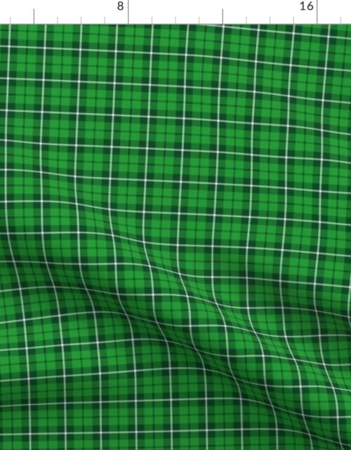 Small Bright Green and White St Patricks Day Irish Tartan Check Fabric