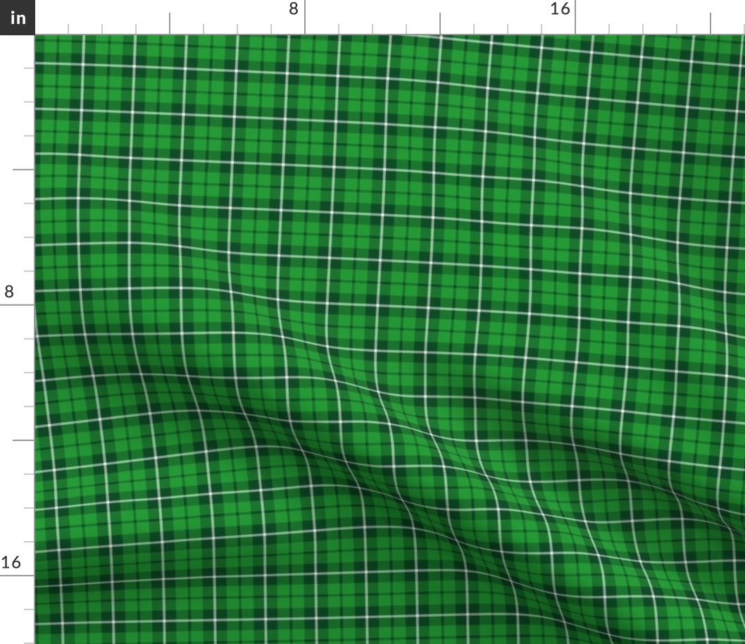 Small Bright Green and White St Patricks Day Irish Tartan Check Fabric