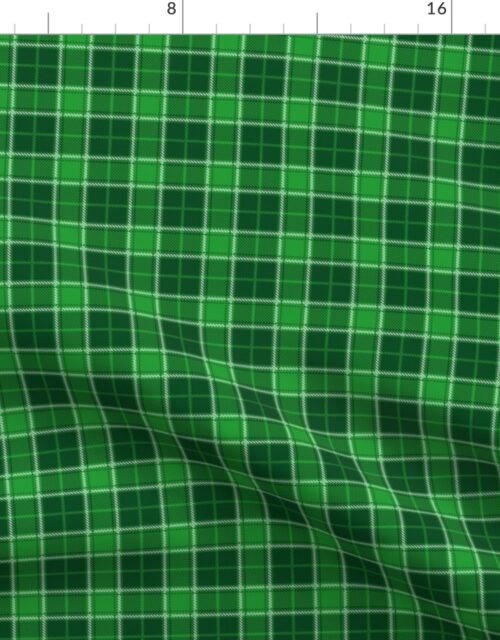 Small Bright Green and White St Patricks Day Irish Tartan Check Fabric