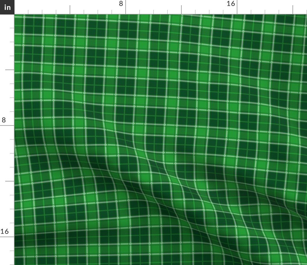Small Bright Green and White St Patricks Day Irish Tartan Check Fabric