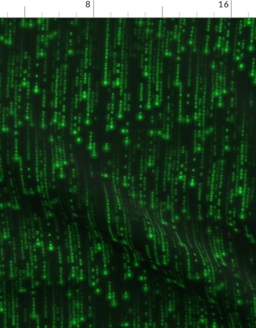 Small Bright Neon Green Digital Rain Computer Code Fabric