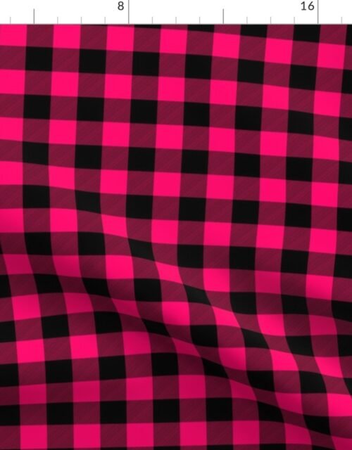 Small Bright Pink Rustic Cowboy Cabin Buffalo Check Plaid 1 inch Fabric