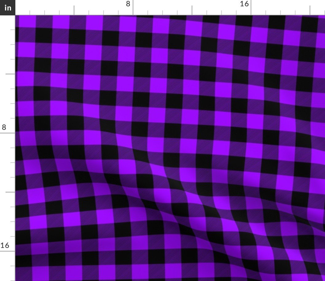 Small Bright Purple Rustic Cowboy Cabin Buffalo Check Plaid 1 inch Fabric