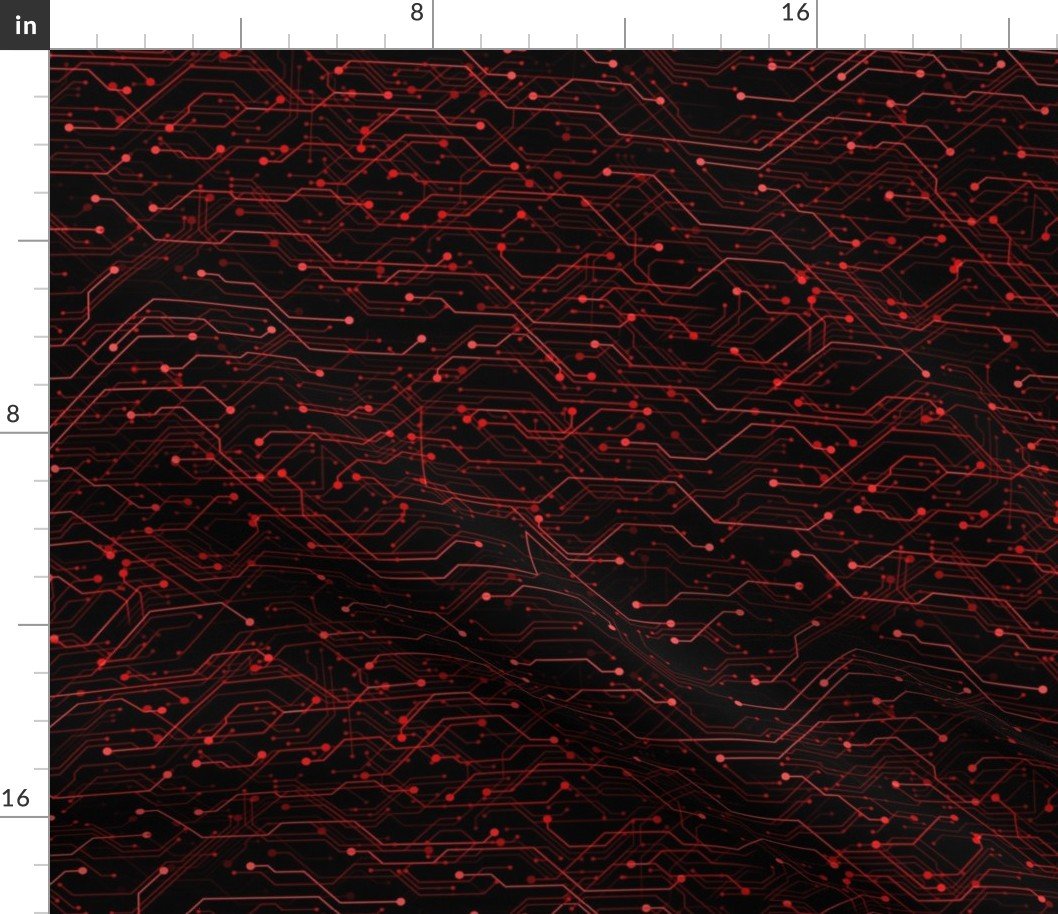 Small Bright Red Neon Computer Motherboard Circuitry Fabric Small Bright Red Neon Computer Motherboard Circuitry Fabric