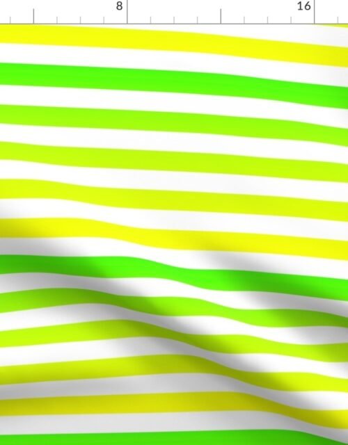 Small Bright Yellow and Green Ombré  Shade Cabana Stripes Fabric